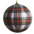 6" White Plaid Ball Ornament