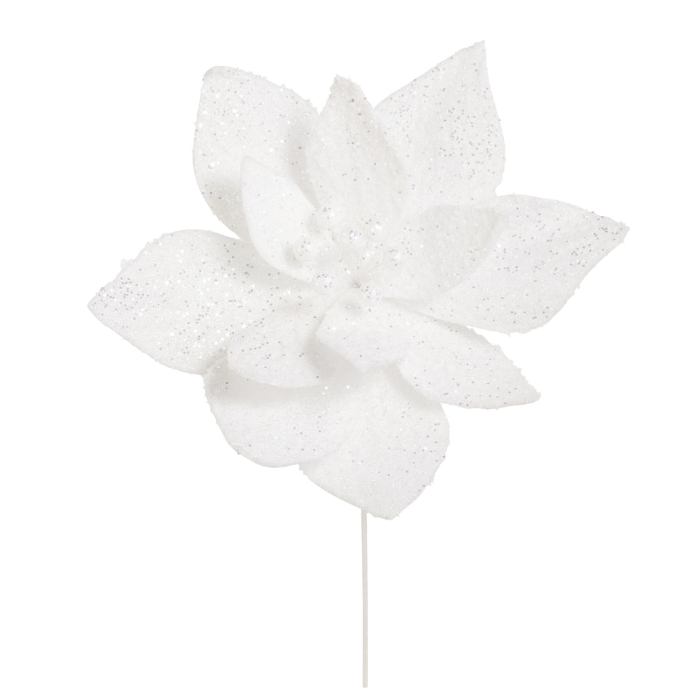 26" White Glitter Poinsettia