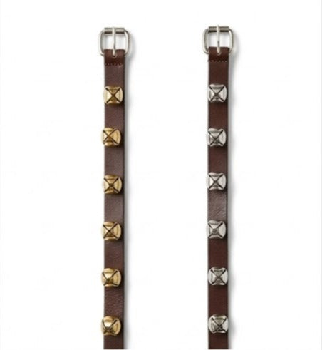 63"L Leather Belt w/ Metal Jingle Bells, 2 Asst