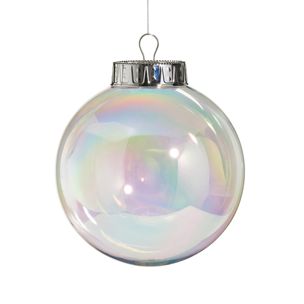 8" Clear Seamless Iridescent Ball Ornament