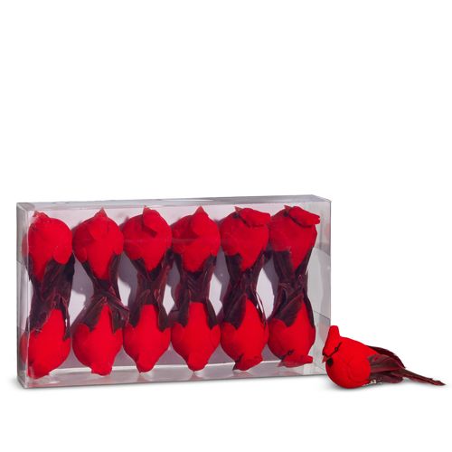4" BOX OF CLIP-ON CARDINAL ORNAMENTS