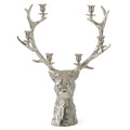 16 Inch Silver Deer Bust 4 Taper Candelabra