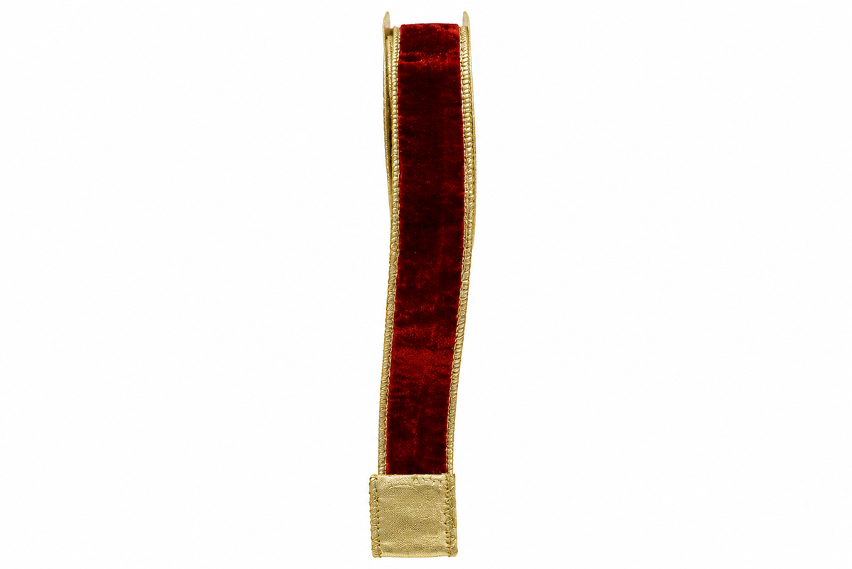 1.5"X10Y PREMIUM VELVET W/GOLD EDGE BURGANDY