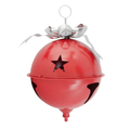 24 Inch Red Metal Jingle Bell w/Silver Bow and Hanger
