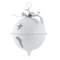 24 Inch Large White Metal Jingle Bell w/Silver Bow and Hanger