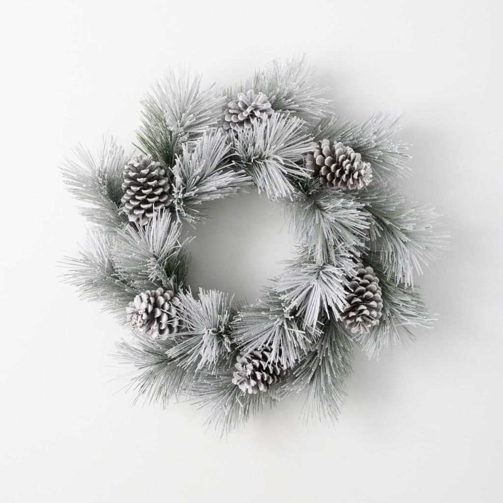 24" FLOCKED PINE WREATH