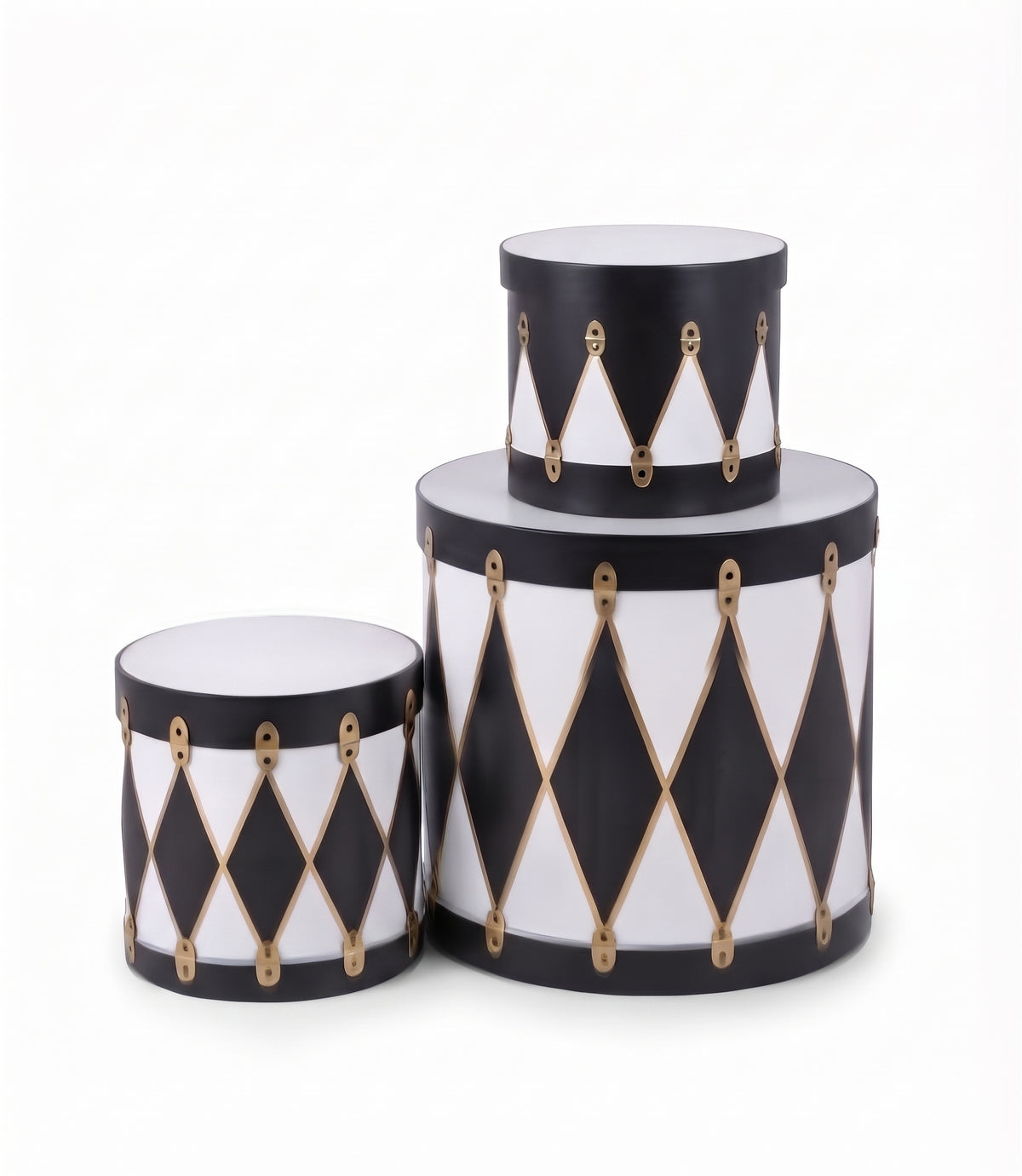 Wooden Black White and Gold Drums