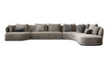 VOLTAIRE LSF CHAISE SECTIONAL BRINDLE BROWN WITH COCOA BUNNY SQUARE PILLOWS AND MOCHA BEAN RECTANGULAR PILLOWS FABRIC 4 PIECE