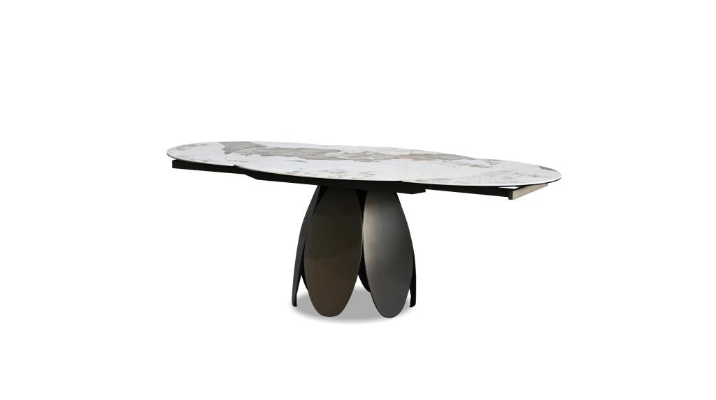 FORMA ROUND TO OVAL DOUBLE EXTENSION DINING TABLE