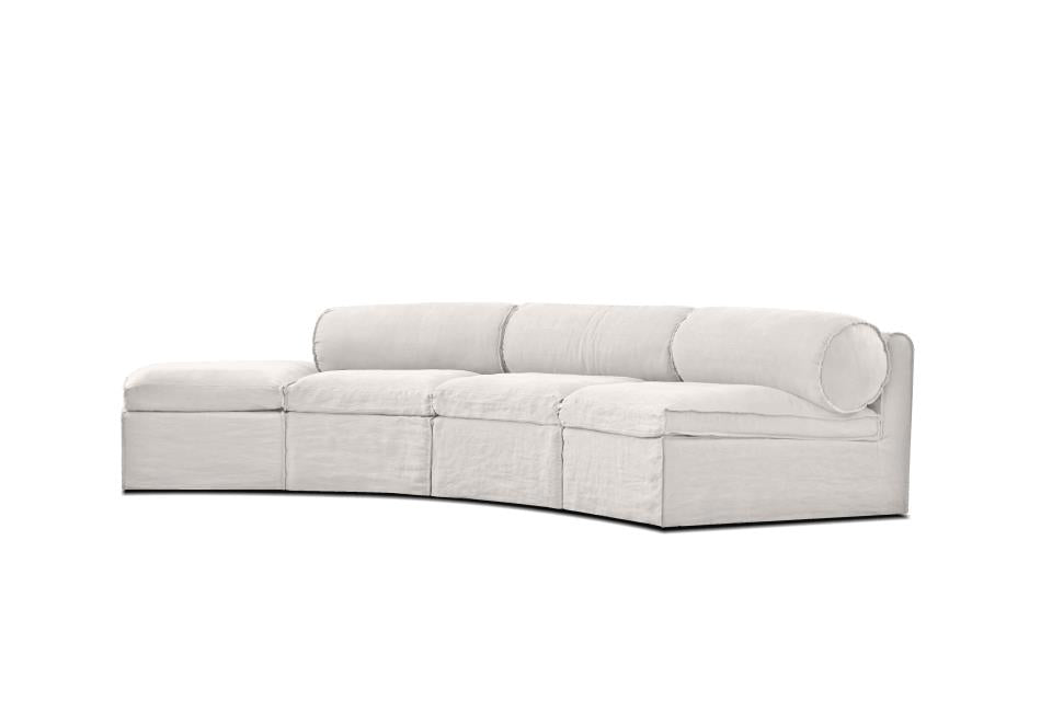 FAUNA 3 CHAISE AND OTTOMAN SECTIONAL CRYPTON NOMAD SNOW FABRIC