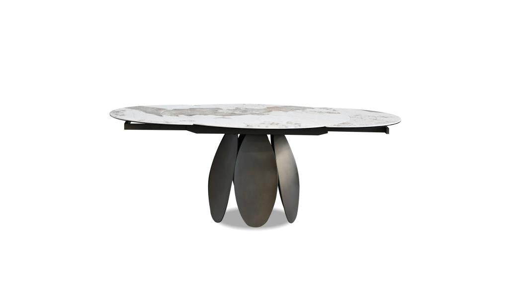 FORMA ROUND TO OVAL DOUBLE EXTENSION DINING TABLE