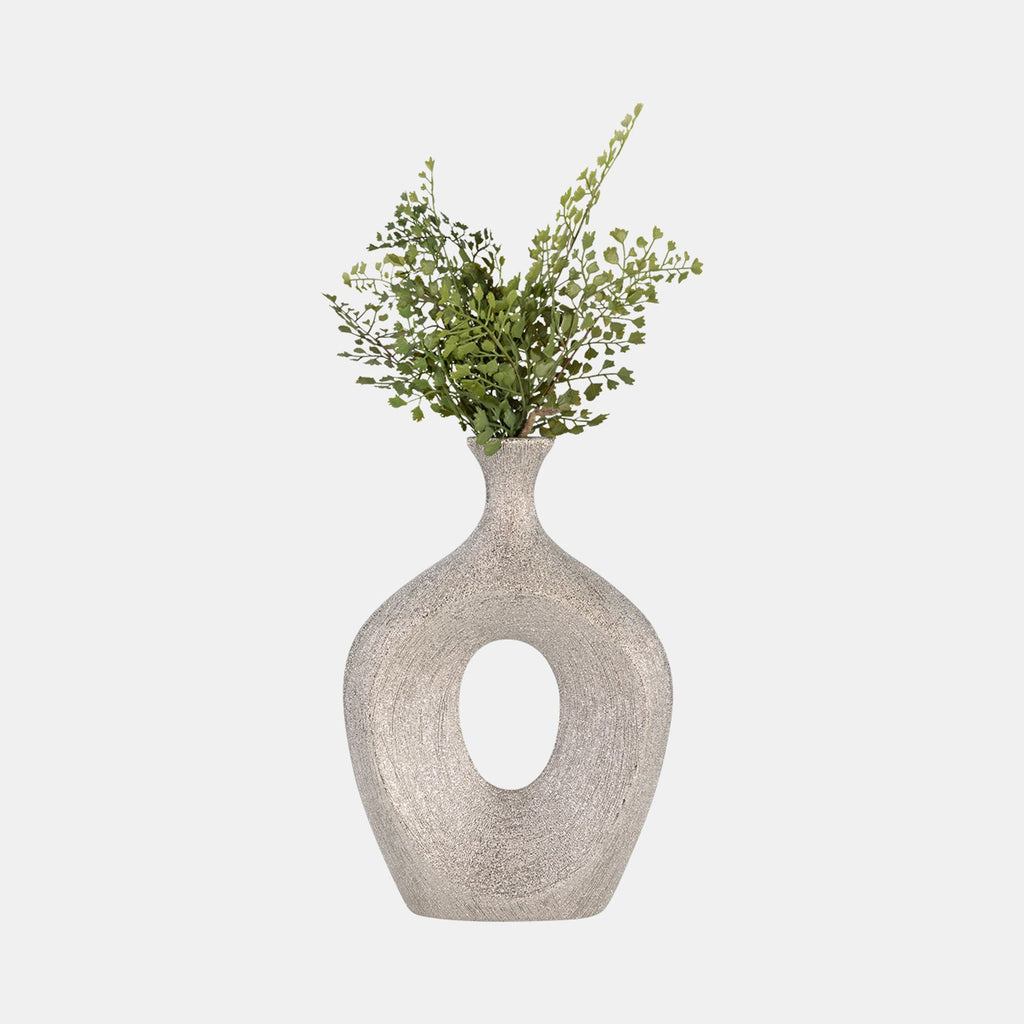 BEADED OVAL VASE CUT-OUT  SILVER