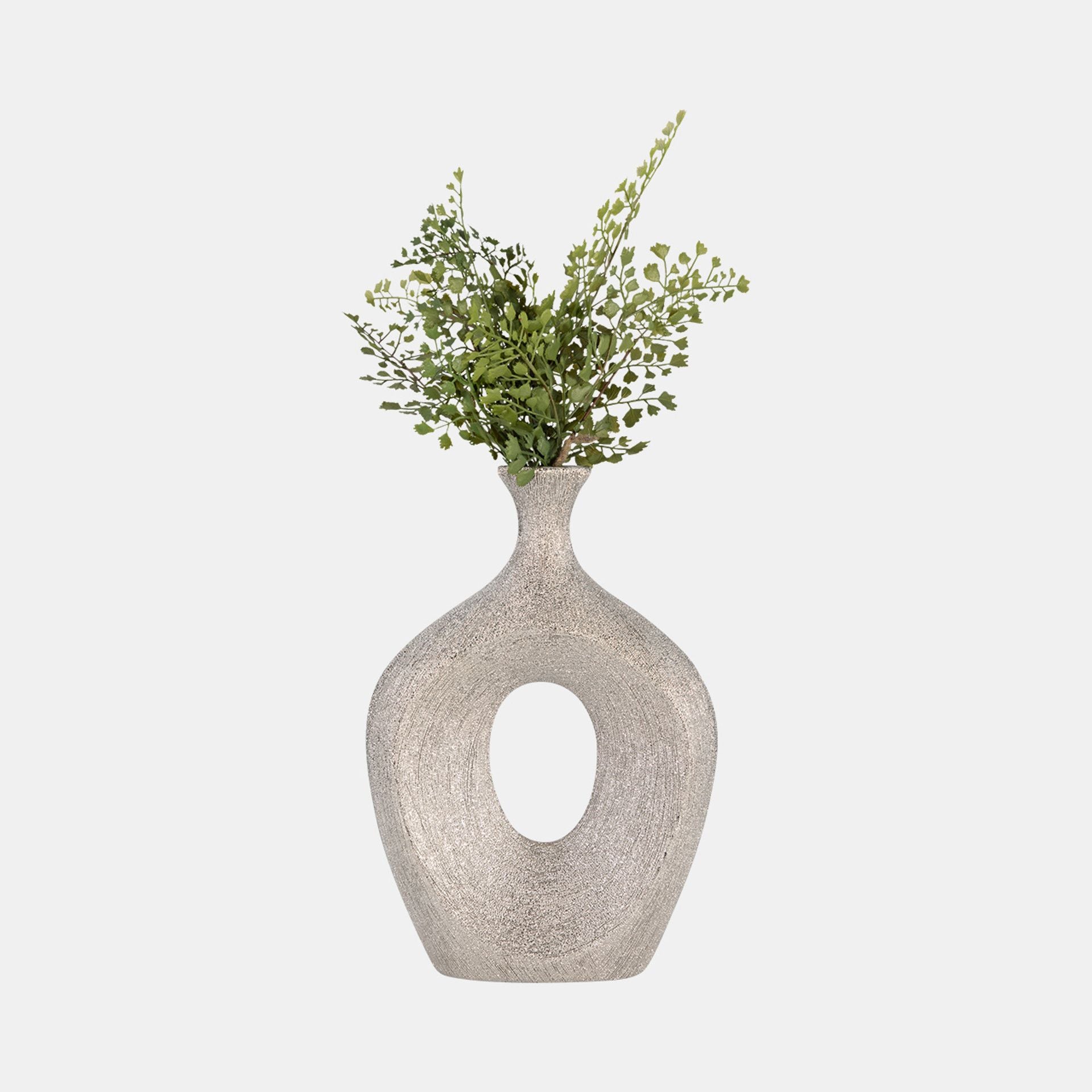 BEADED OVAL VASE CUT-OUT  SILVER