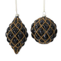 Assorted Black Glass Ornaments w/Quilted Gold Trim (2 Styles
