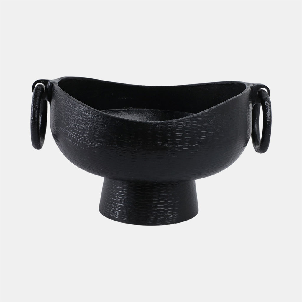 METAL PEDESTAL BOWL WITH 0 RING HANDLES