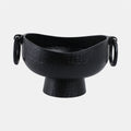 METAL PEDESTAL BOWL WITH 0 RING HANDLES