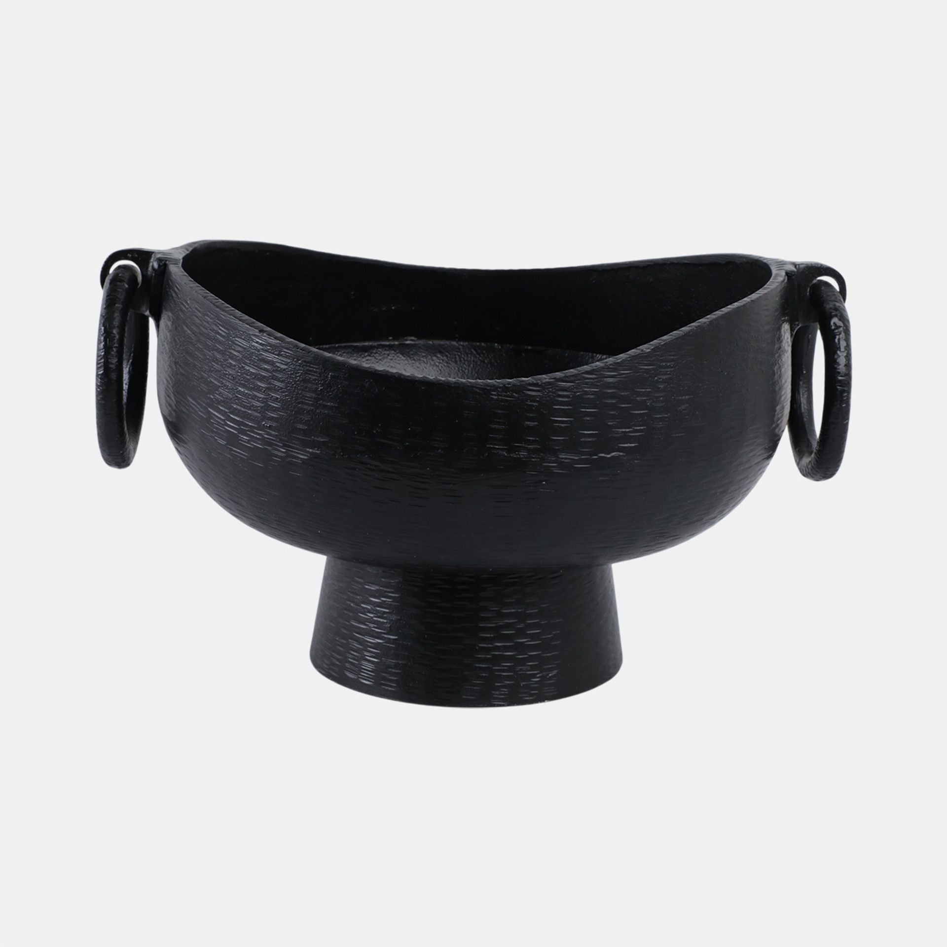 METAL PEDESTAL BOWL WITH 0 RING HANDLES
