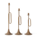 Set of 3 Gold Trumpet Taper Candleholders