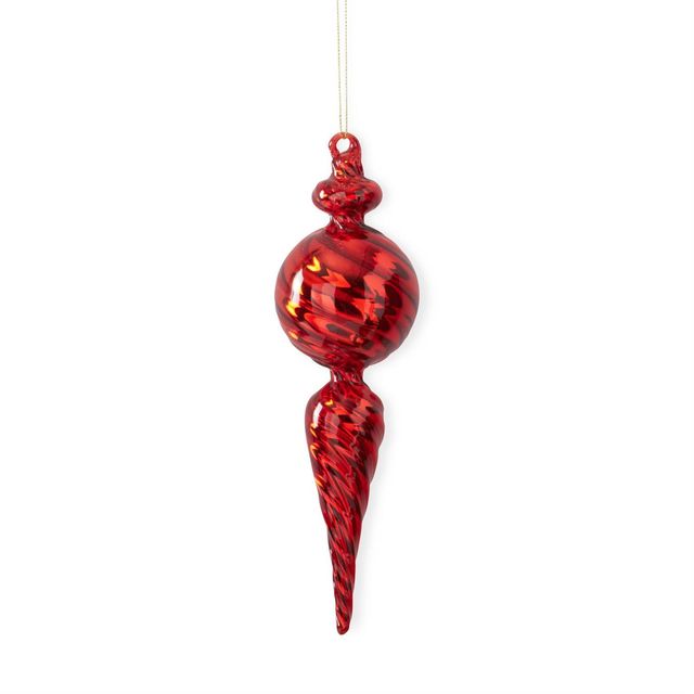 Assorted Red Glass Finial Ornaments (3 Styles)