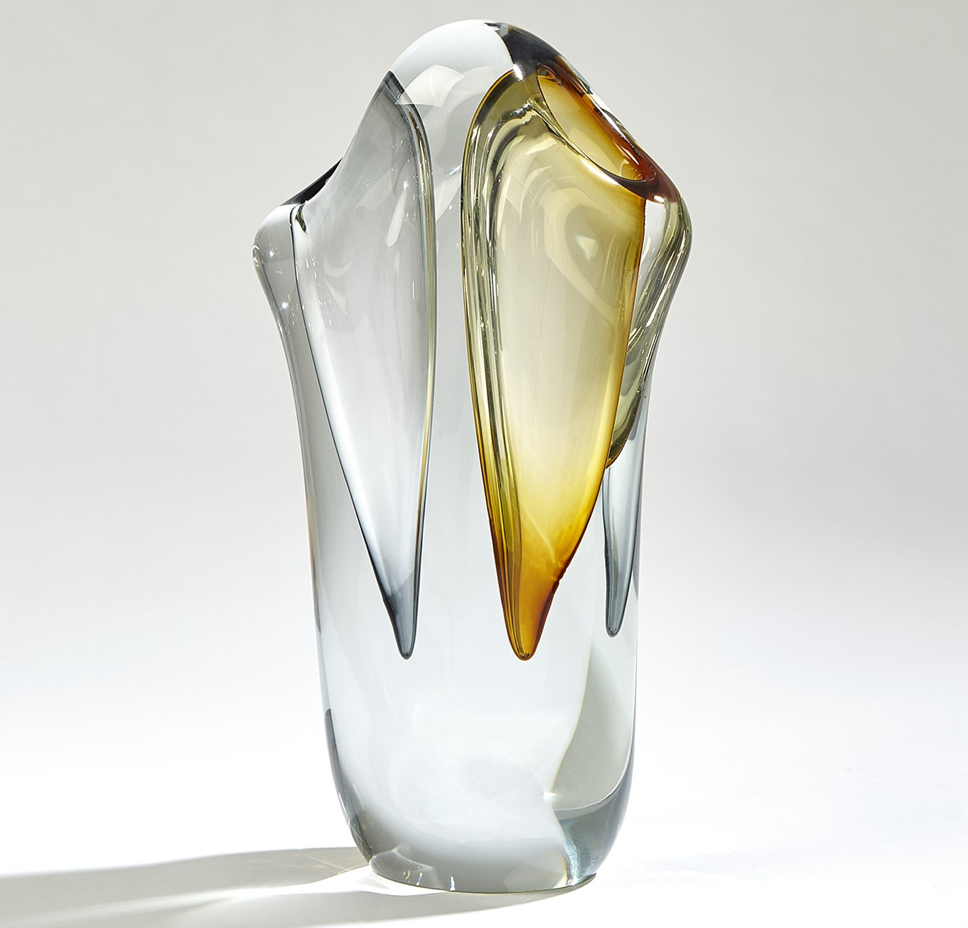 DUET VASE-AMBER/GREY-LG