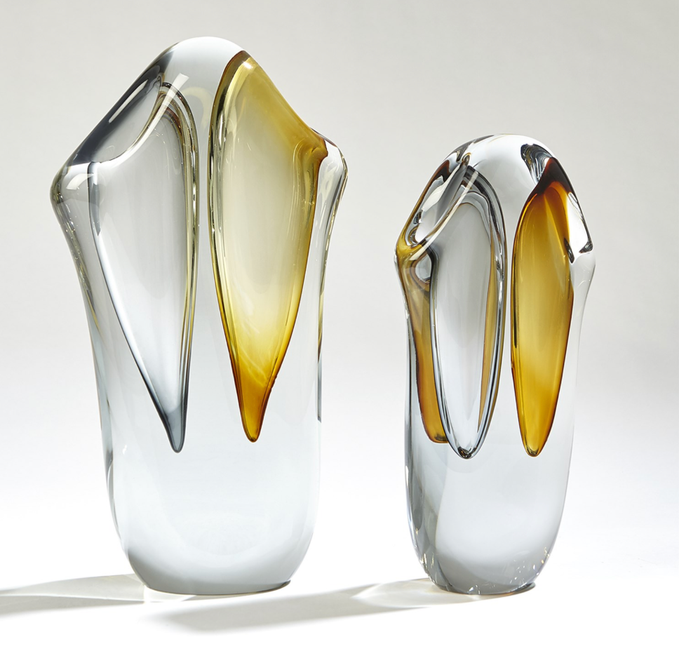 DUET VASE-AMBER/GREY-LG