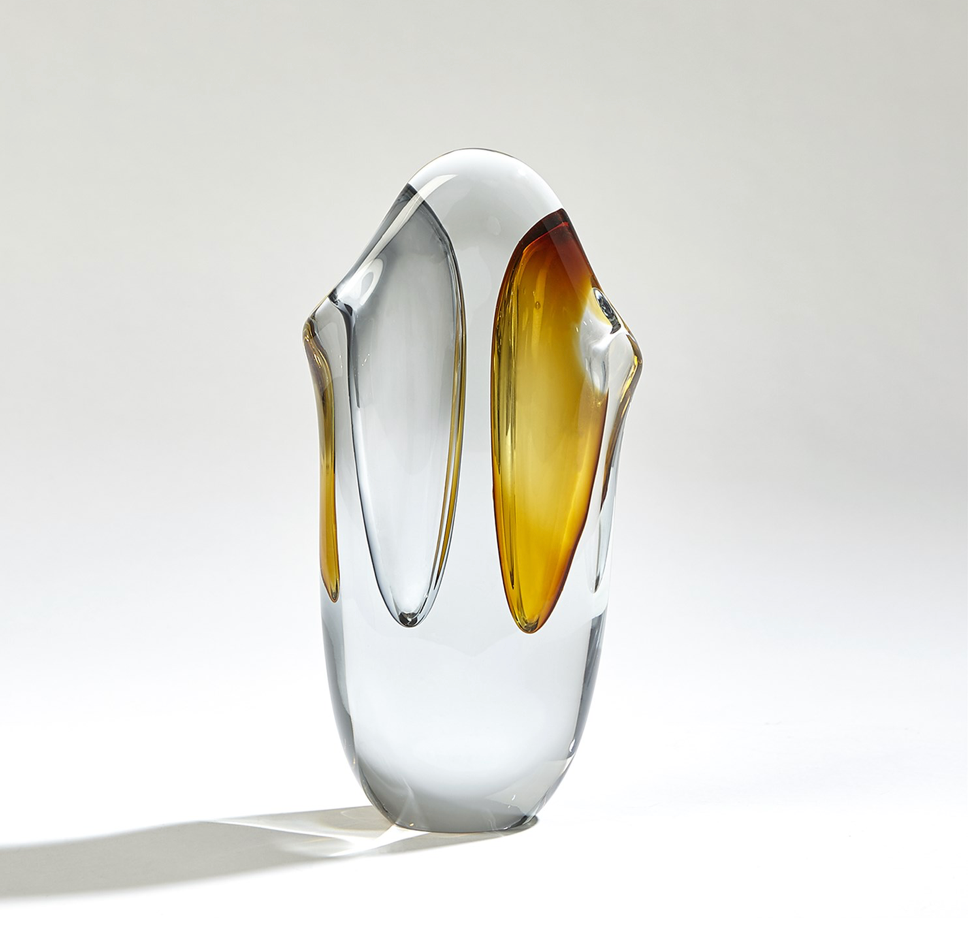 DUET VASE-AMBER/GREY-SM