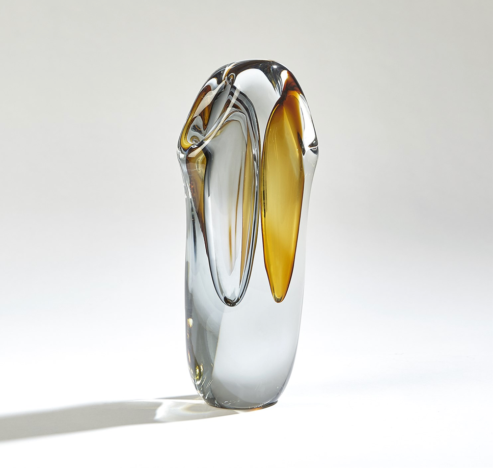 DUET VASE-AMBER/GREY-SM