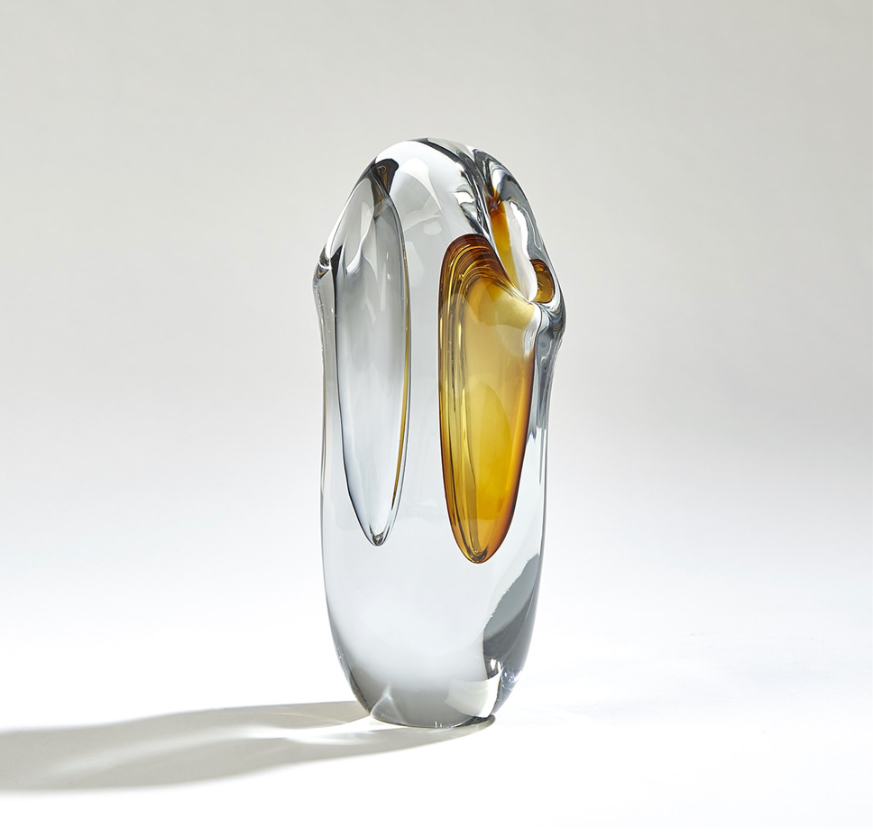 DUET VASE-AMBER/GREY-SM