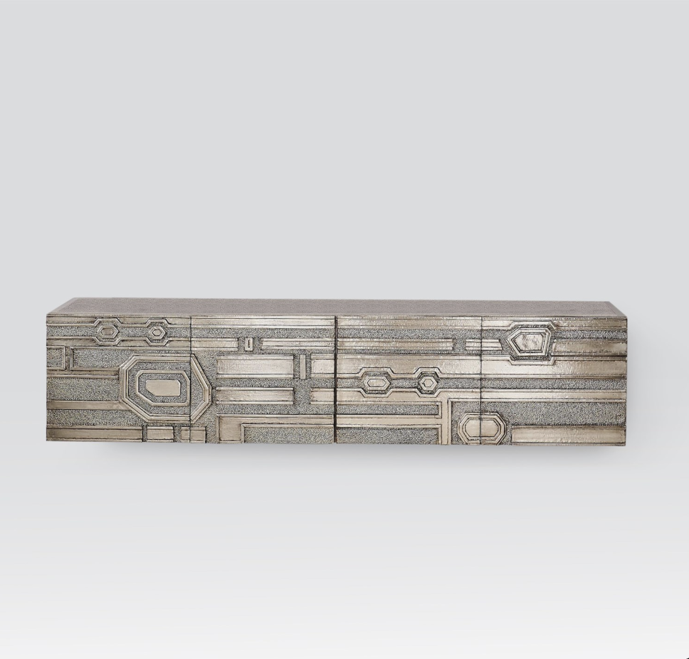 ABSTRACT BLOCK CABINET-NICKEL