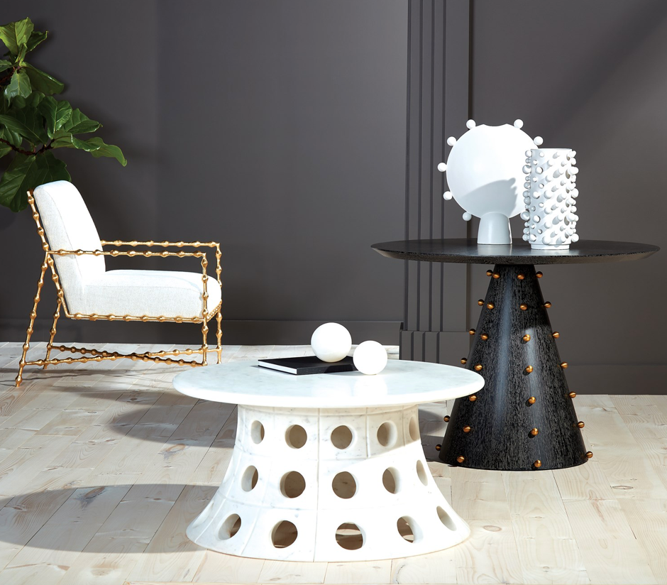 SPHERES CENTER TABLE-EBONY CERUSED OAKK