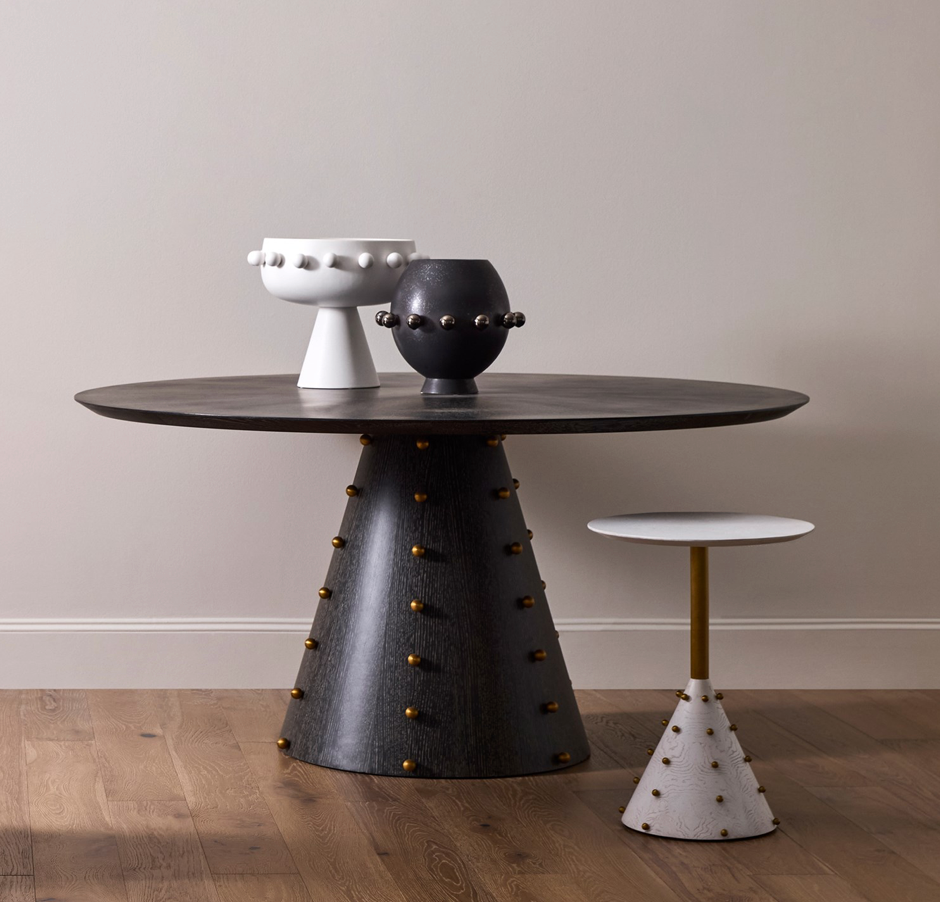 SPHERES CENTER TABLE-EBONY CERUSED OAKK