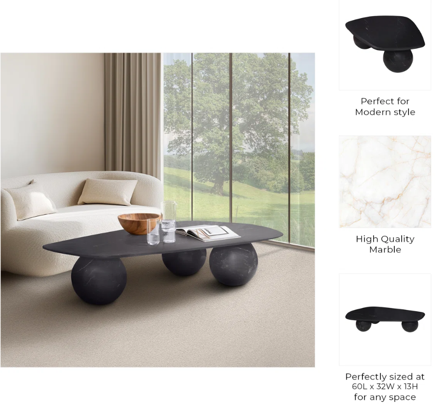 ELLIOT BLACK MARBLE COFFEE 0 TABLE
