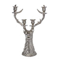 16 Inch Silver Deer Bust 4 Taper Candelabra