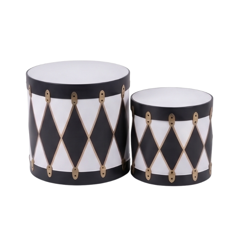 Wooden Black White and Gold Drums