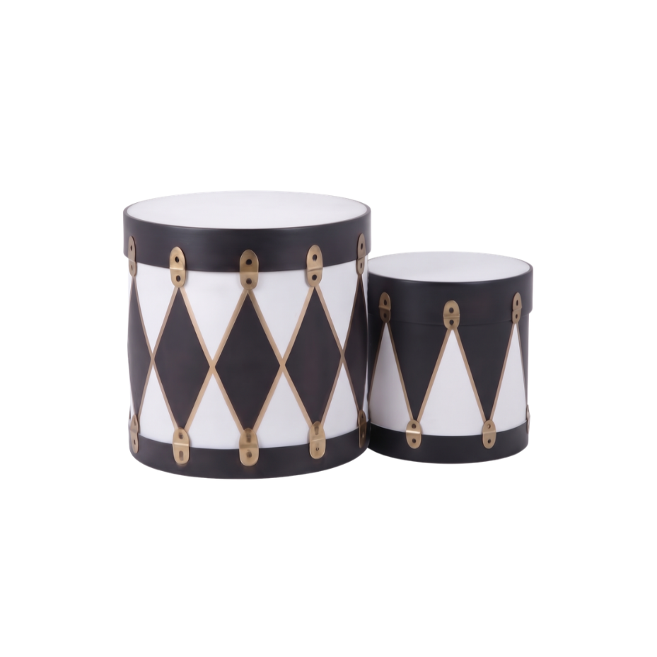 Wooden Black White and Gold Drums
