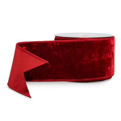 4" X 10 YDS DEEP RED VELVET WIRED RIBBON