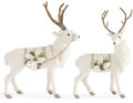 CREAM FAUX FUR DEER W/KNIT SADDLE & GOLD GLITTERED ANTLERS
