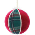 8"PLAID/VELVET BALL ORNAMENT