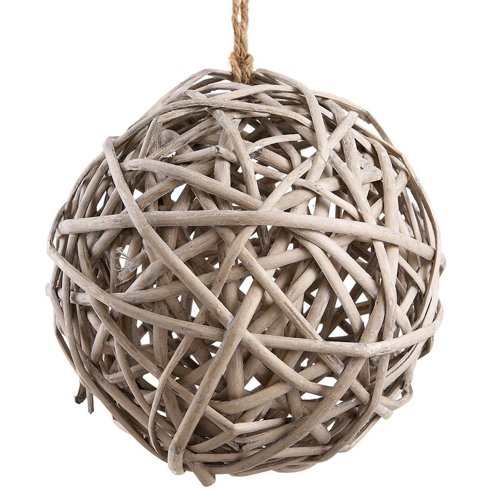 7"WICKER BALL ORNAMENT BE/BR