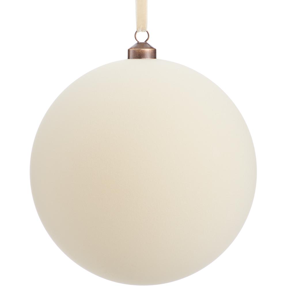 8"FLOCKED BALL ORNAMENT CR