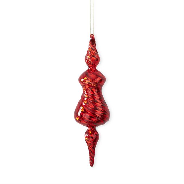 Assorted Red Glass Finial Ornaments (3 Styles)