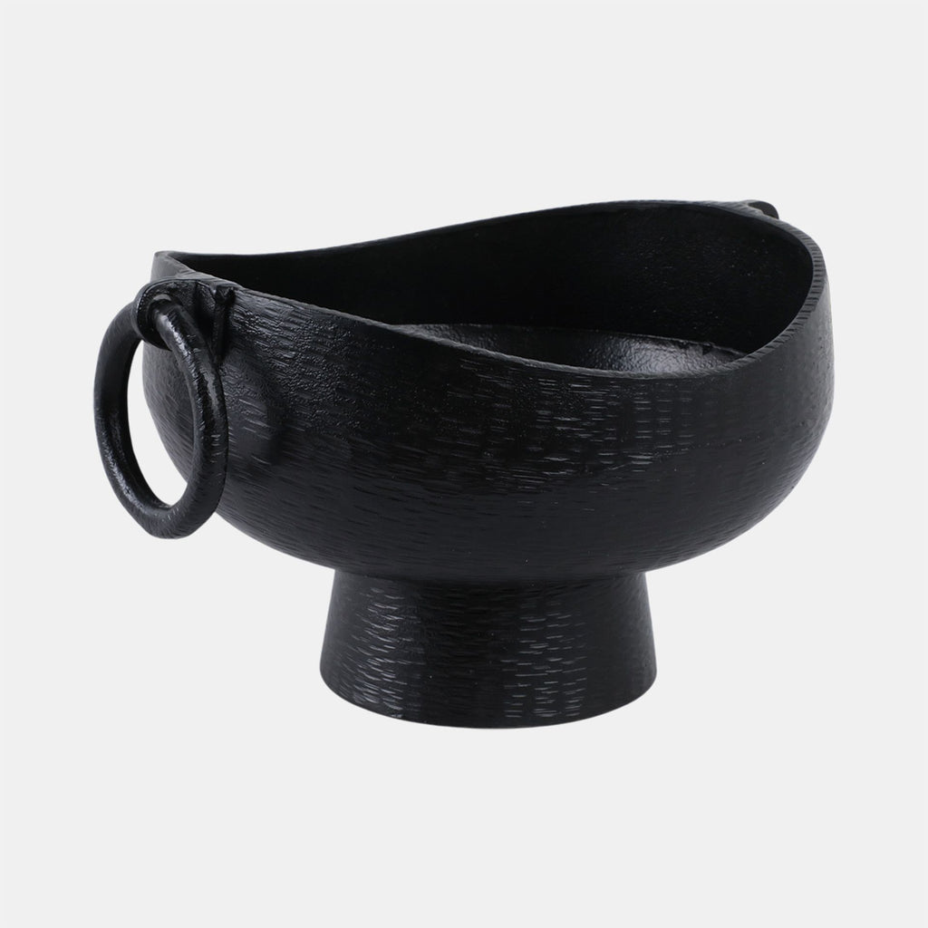METAL PEDESTAL BOWL WITH 0 RING HANDLES