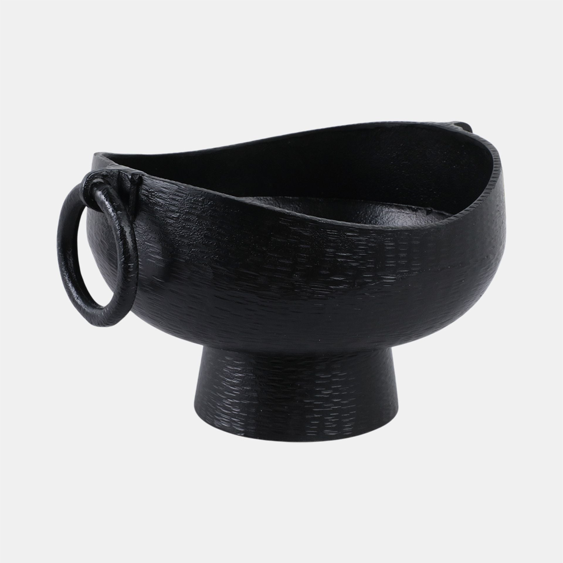 METAL PEDESTAL BOWL WITH 0 RING HANDLES