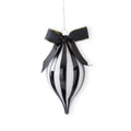 6 Inch Black & White Glass Teardrop Ornament