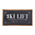 "SB" 17.75" SKI LIFT EMBOSSED METAL WITH WOOD WALL ART