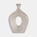 BEADED OVAL VASE CUT-OUT  SILVER