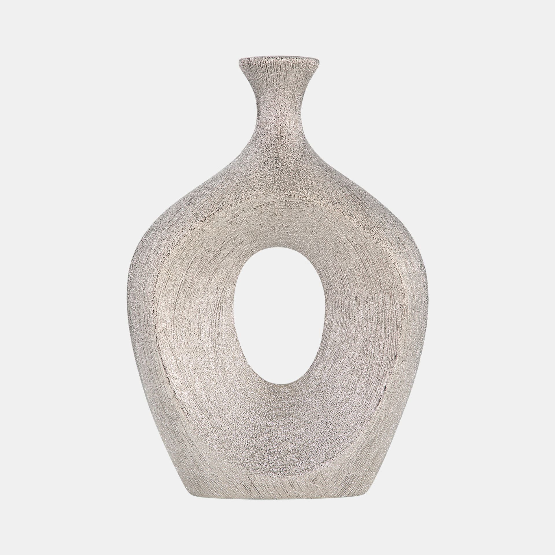 BEADED OVAL VASE CUT-OUT  SILVER